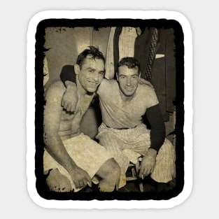 Yogii Berra and Joe DiMaggio - In the Changing Room Sticker